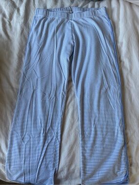 LAKE Pajamas Pima Long Set Hydrangea Stripe Blue Size M